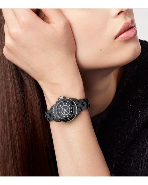 Chanel Black Ceramic, Steel And Diamond J12 Calibre 12.2 Watch