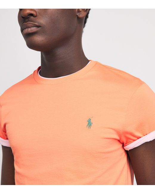 Polo Ralph Lauren Orange Cotton Custom Slim-Fit T-Shirt for men