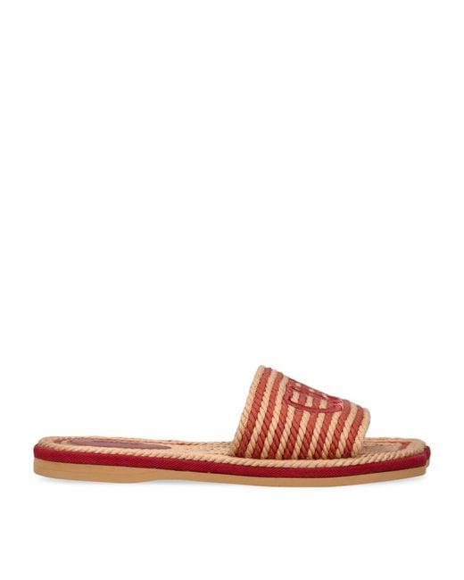 Chloé Pink Woven Logo Sandals