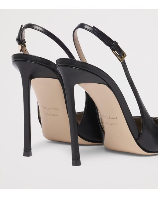 Tom Ford Black Leather T Slingback Pumps