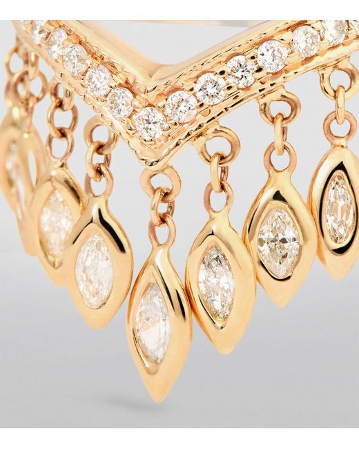 Jacquie Aiche Metallic Yellow Gold And Diamond Fringe Wishbone Ring