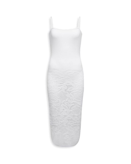 Alaïa White Lace-Detail Bodycon Midi Dress