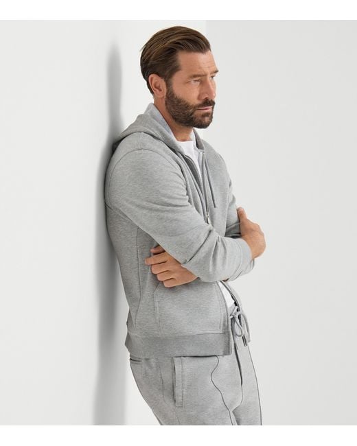 Brunello Cucinelli Gray French Terry Zip-Up Hoodie for men