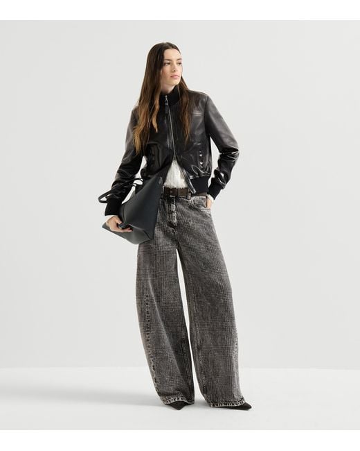 Brunello Cucinelli Black Nappa Leather Bomber Jacket