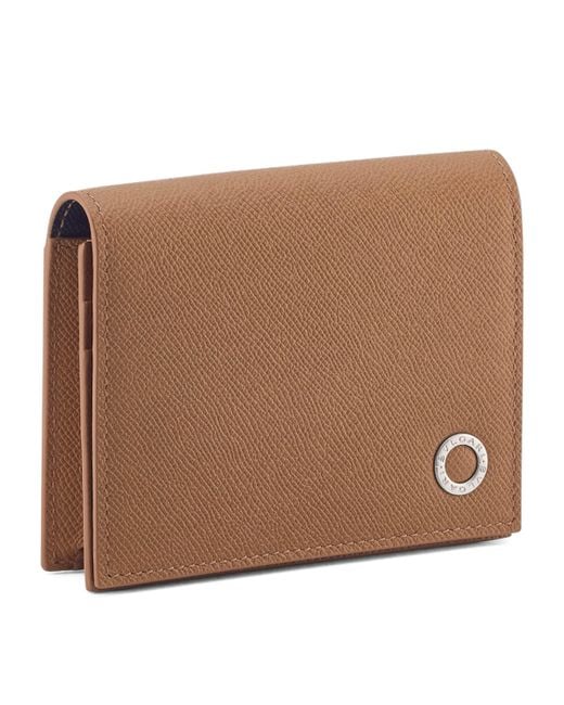 BVLGARI Brown Leather Business Card Holder