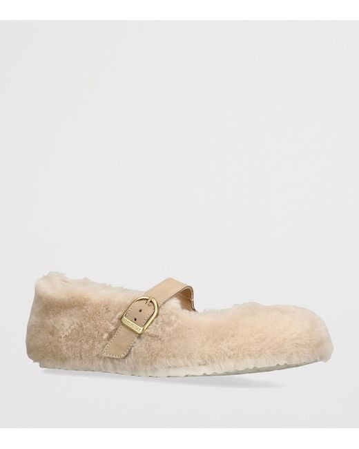 Birkenstock Natural Shearling Santa Clarita Ballet Flats
