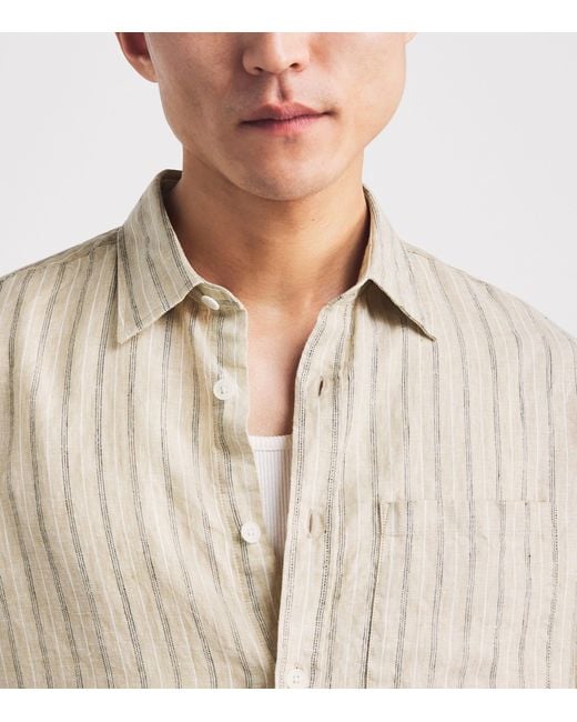 NN07 Natural Linen Stripe Deon Shirt for men