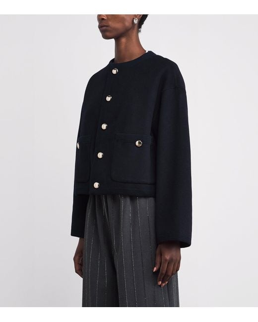 Maje Blue Wool-Blend Double-Faced Jacket