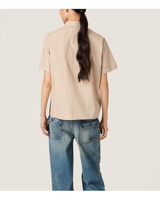 Miu Miu Natural Cotton Poplin Check Oversized Shirt