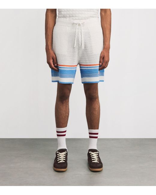 Casablanca Blue Cotton Chevron Crochet Shorts for men