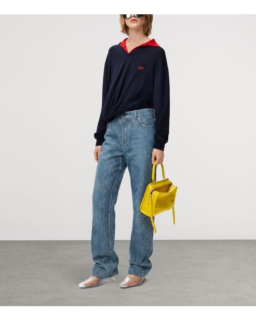 Loewe Blue Wool-Blend V-Neck Sweater