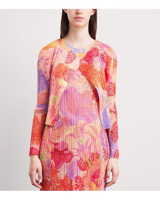 Pleats Please Issey Miyake Pink Pleated Foggy Forest Cardigan