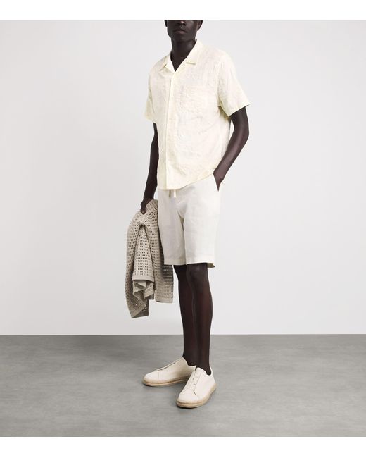 Vince White Embroidered Floral Cabana Shirt for men