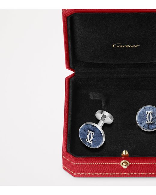 Cartier Blue Sterling Double C De Cufflinks for men