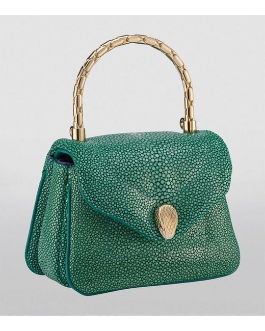 BVLGARI Green Leather Serpenti Reverse Top-handle Bag