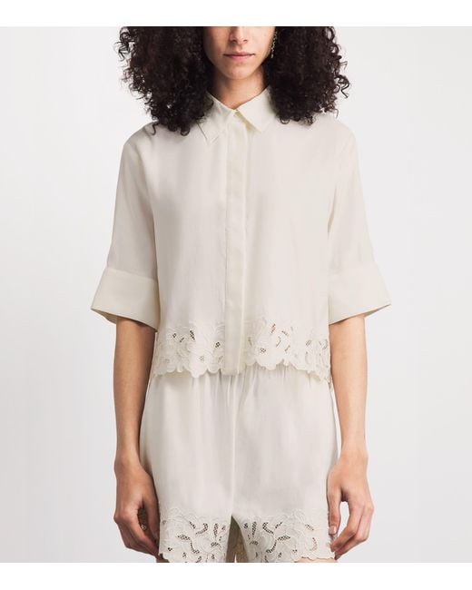 Camilla & Marc White Linen-Blend Chara Cropped Shirt