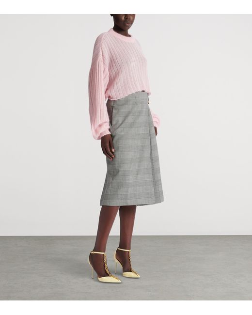 Balmain Pink Mohair-Silk Cropped Sweater