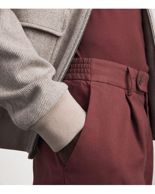 Colombo Red Pleated Straight Chinos for men