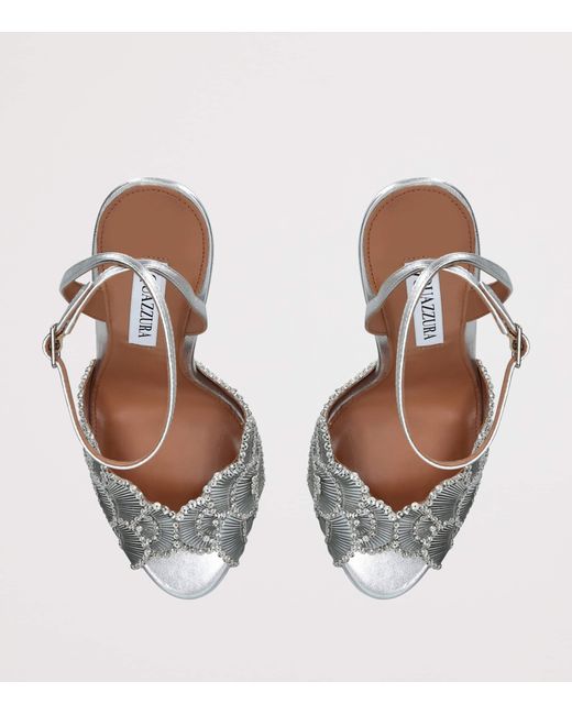 Aquazzura White Leather Ce Soir Heeled Sandals 130