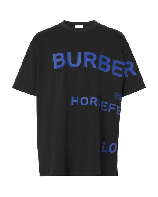 Burberry Cotton Oversized Horseferry Print Tshirt in Black for Men