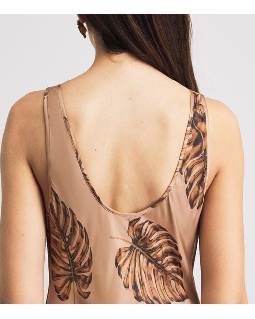 L'Agence Brown Satin Akiya Slip Maxi Dress