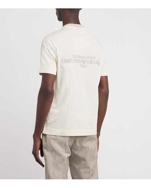 Emporio Armani White Cotton Logo T-Shirt for men