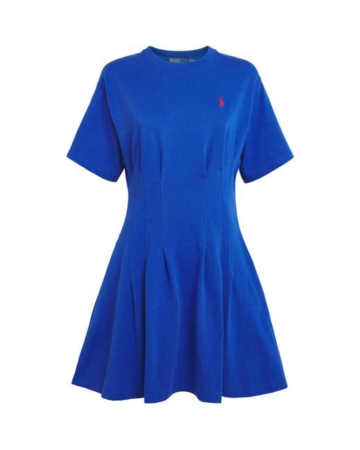 Polo Ralph Lauren Blue Cotton Shaped Mini T-Shirt Dress