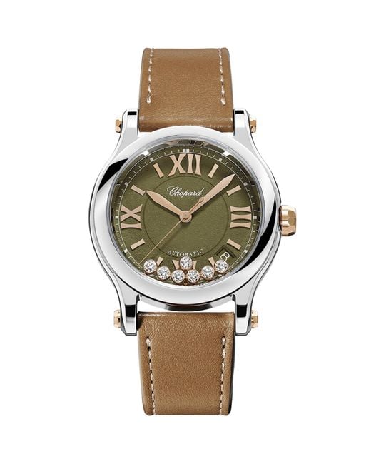Chopard Metallic Stainless Steel And Diamond Happy Sport Watch