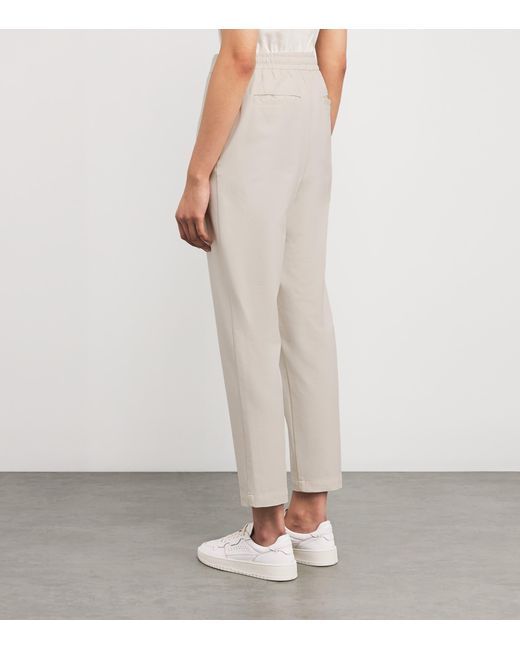 Eleventy Natural Cotton-Blend Drawstring Trousers
