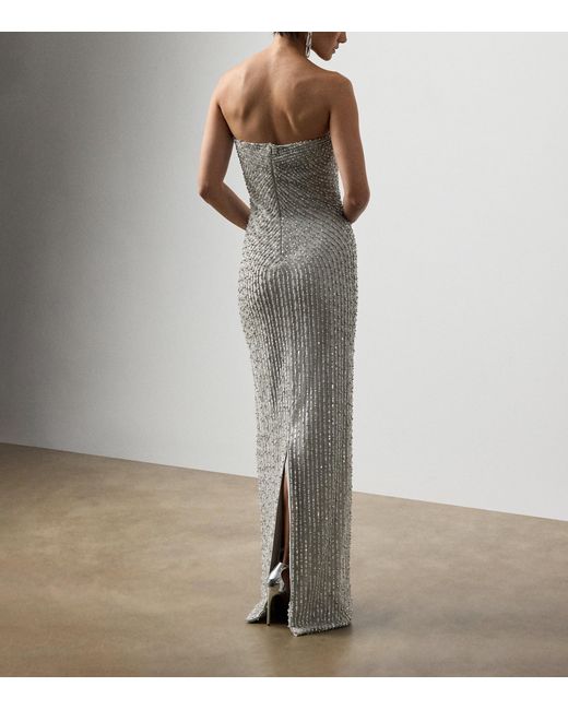 Ralph Lauren White Embellished Shelly Maxi Dress