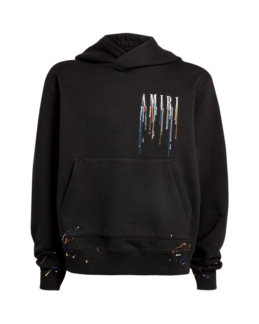 Amiri Cotton Embroidered Paint-drip Hoodie in Black for Men - Lyst