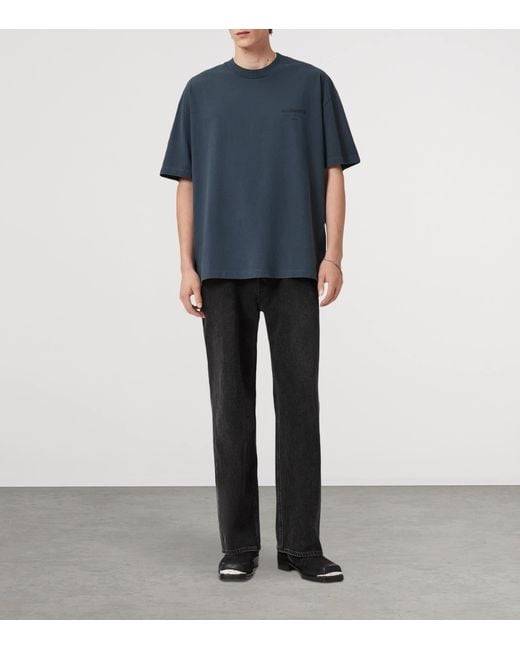 AllSaints Blue Organic Cotton Underground Print T-Shirt for men