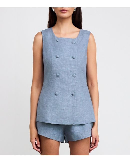 Posse Blue Linen Thea Waistcoat