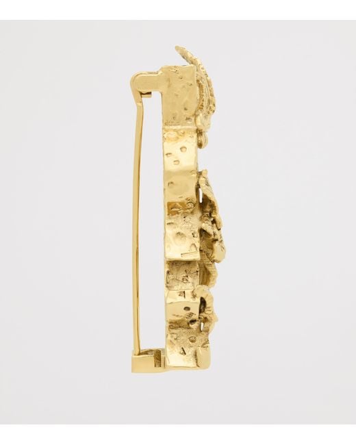 Saint Laurent Metallic Floral Cassandre Brooch