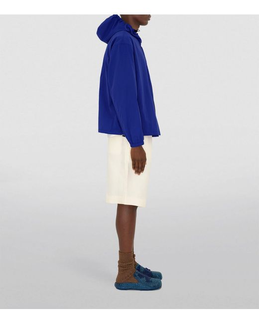 Burberry Blue Hooded Ekd Jacket for men