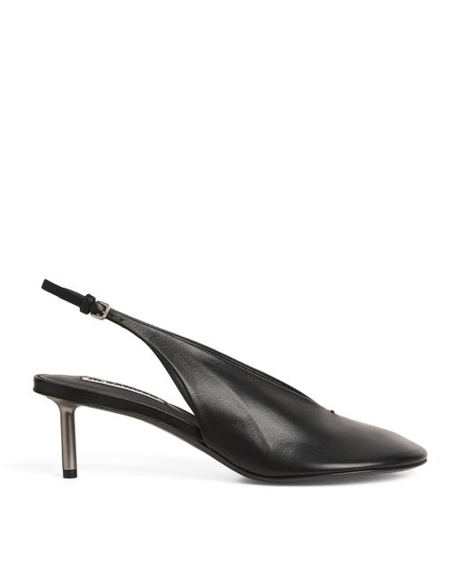 Jil Sander Brown Round-Toe Slingback Heels