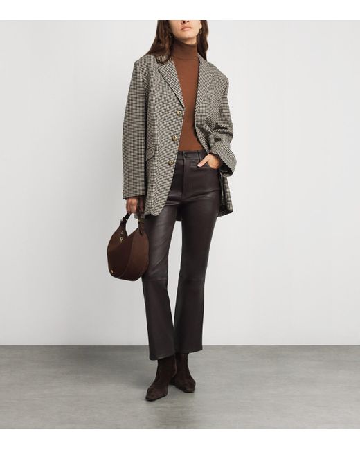 FRAME Gray The Leather Reboot Crop Trousers