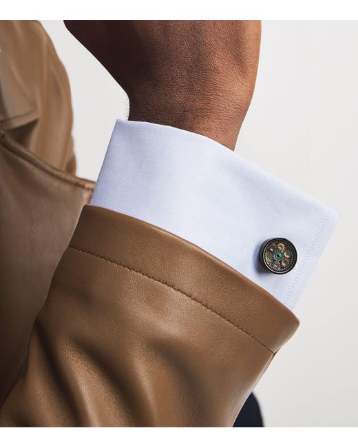 Tateossian Green Gunmetal Septa Gear Cufflinks for men