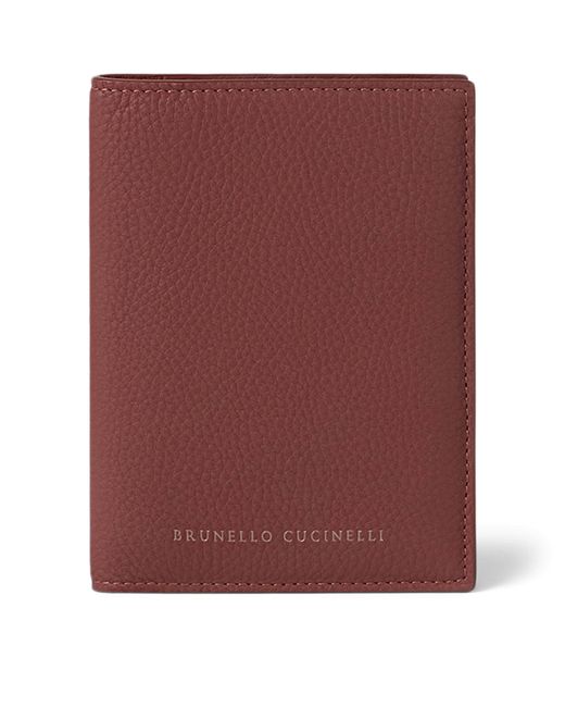 Brunello Cucinelli Purple Leather Passport Holder