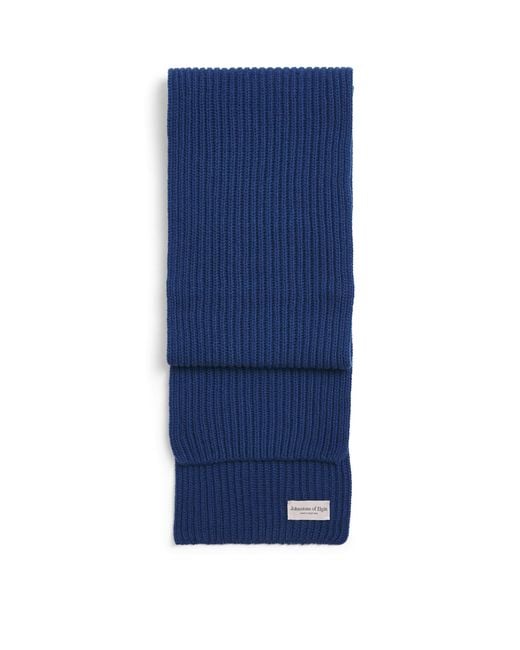 Johnstons Blue Cashmere Lovat Ribbed Scarf for men