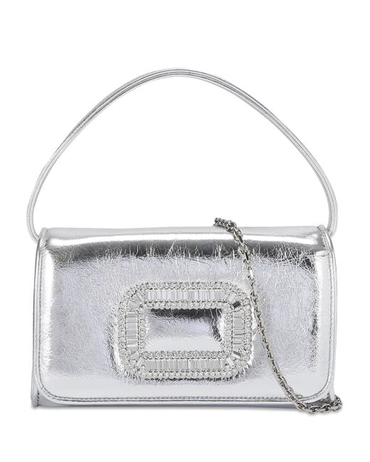Roger Vivier White Micro Metallic Pilgrim Top-Handle Bag