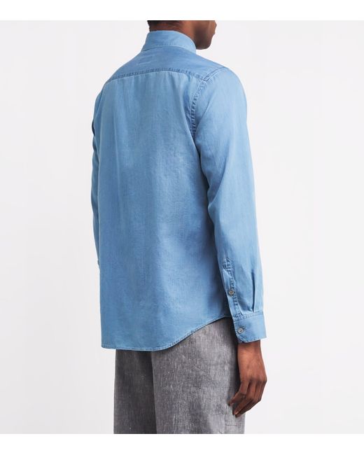 Giorgio Armani Blue Cotton Long-Sleeve Shirt for men