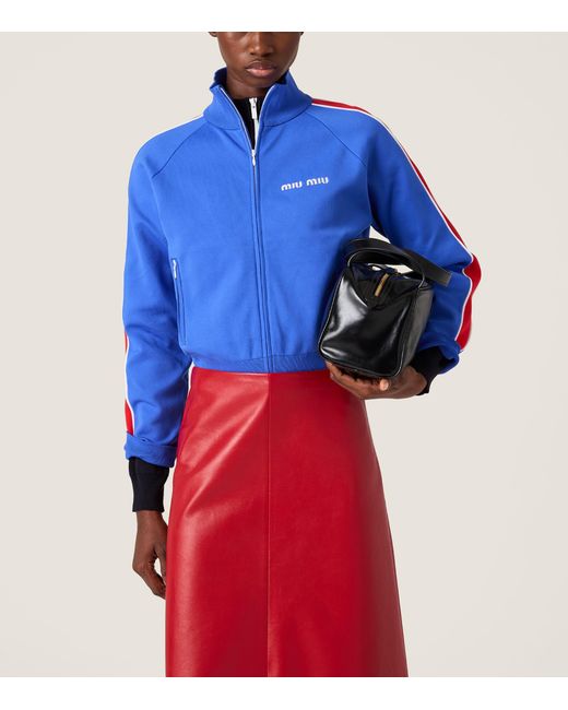 Miu Miu Blue Logo Zip-Up Jacket