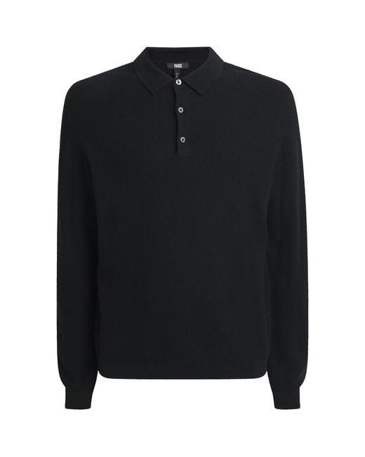 PAIGE Black Cotton-Blend Elwynn Polo Shirt for men