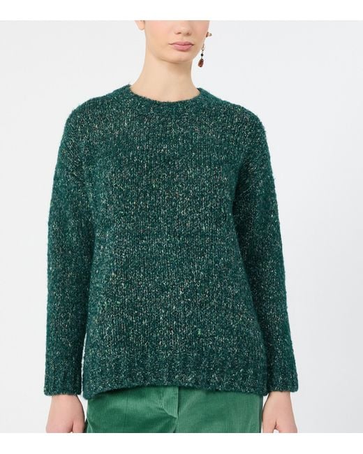 Weekend by Maxmara Green Alpaca-Cotton-Wool-Blend Sweater