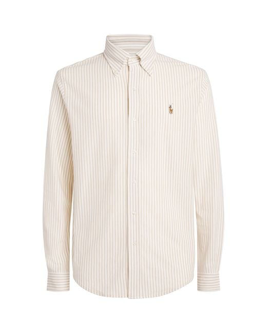 Polo Ralph Lauren White Cotton Mesh Stripe Oxford Shirt for men