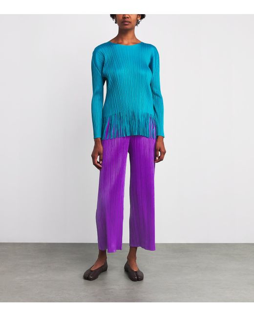 Pleats Please Issey Miyake Purple Monthly Colors August Wide-Leg Trousers