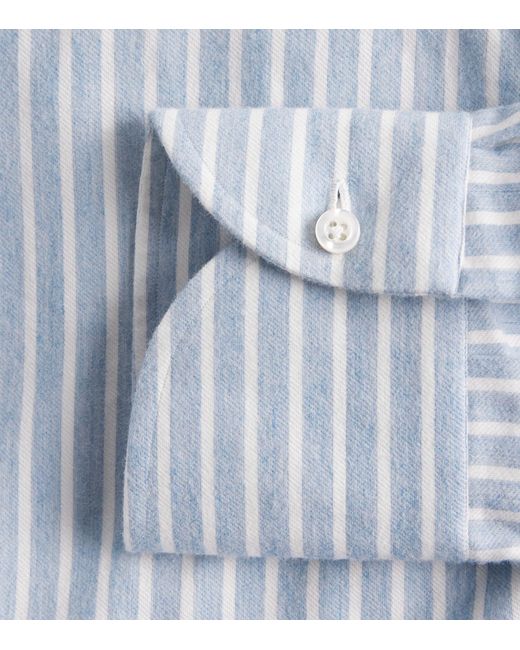 Isaia Blue Cotton-Cashmere Shirt for men