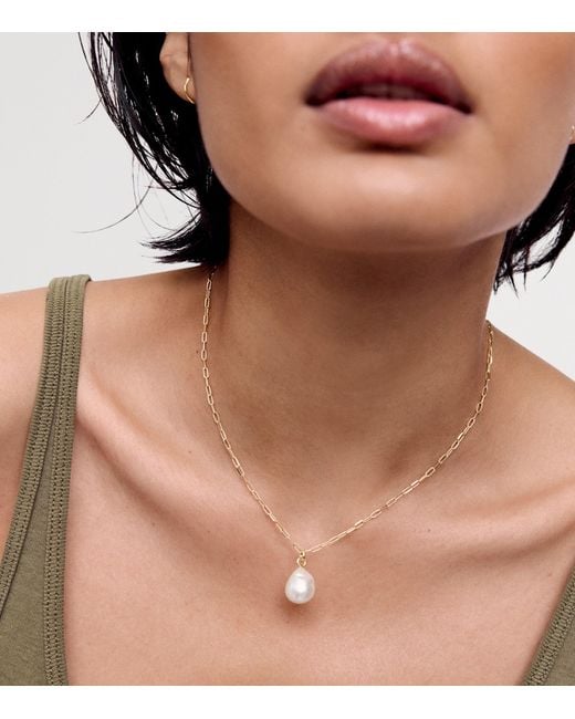 Monica Vinader White And Baroque Pearl Pendant Charm