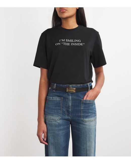 Victoria Beckham Black Leather B-Buckle Belt